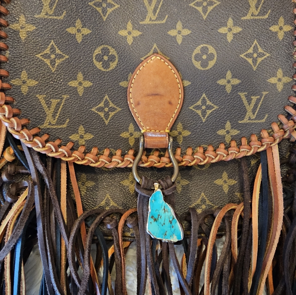 Upcycled Louis Vuitton Monogram Multi-Brown Fringe Crossbody Bag - Picture 6 of 12